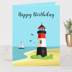 Lighthouse Scene Design Birthday Card
