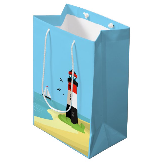 Lighthouse Scene Design Gift Bag (Front Angled)