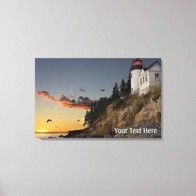 Lighthouse Scene with Pink Cloud Canvas Print (Front)