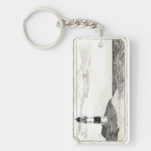 Lighthouse Scrimshaw Keychain