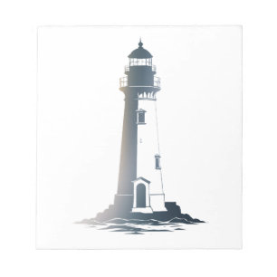 Lighthouse Sea Illustration Silhouette Style Notepad