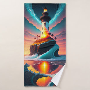 Lighthouse Seascape Bath Towel