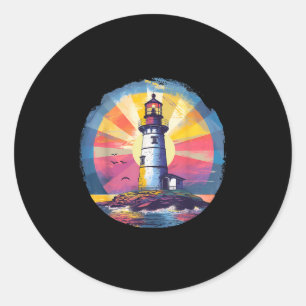 Lighthouse Seaside House Sailing Sea Beach Boating Classic Round Sticker