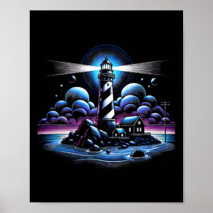Lighthouse Seaside House Sailing Sea Beach Life Bo Poster