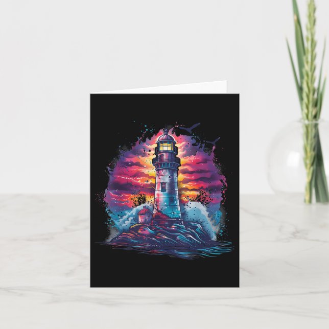 Lighthouse Seaside House Sailing Sea Boating Light Card (Front)