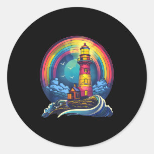 Lighthouse Seaside House Sailing Sea Boating Light Classic Round Sticker