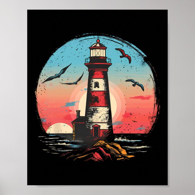 Lighthouse Seaside House Sailing Sea Boating Light Poster (Front)