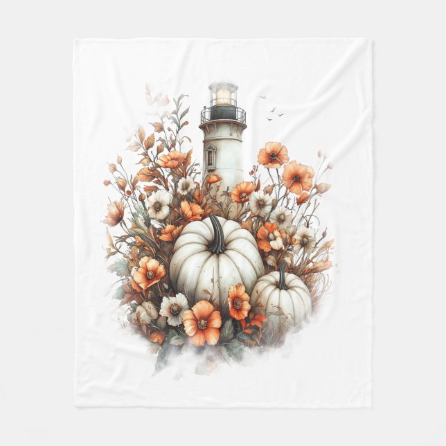 Lighthouse Shirt Country Pumpkin Fleece Blanket (Front)