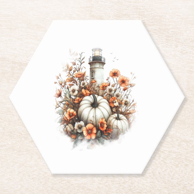 Lighthouse Shirt Country Pumpkin Paper Coaster (Front)