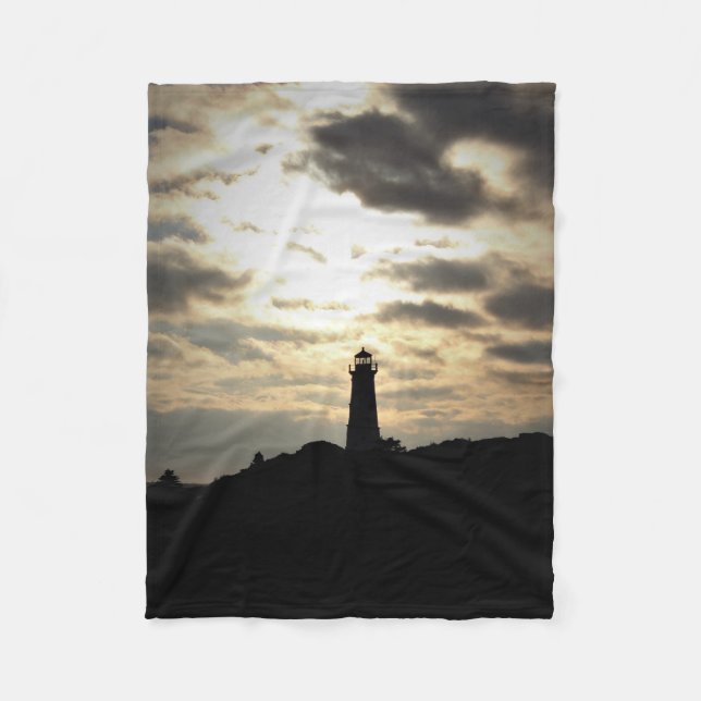 Lighthouse Silhouette Fleece Blanket (Front)