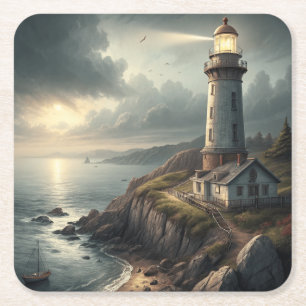 Lighthouse Square Paper Coaster