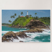 Lighthouse Sri Lanka Tropical Palm Beach Seascape