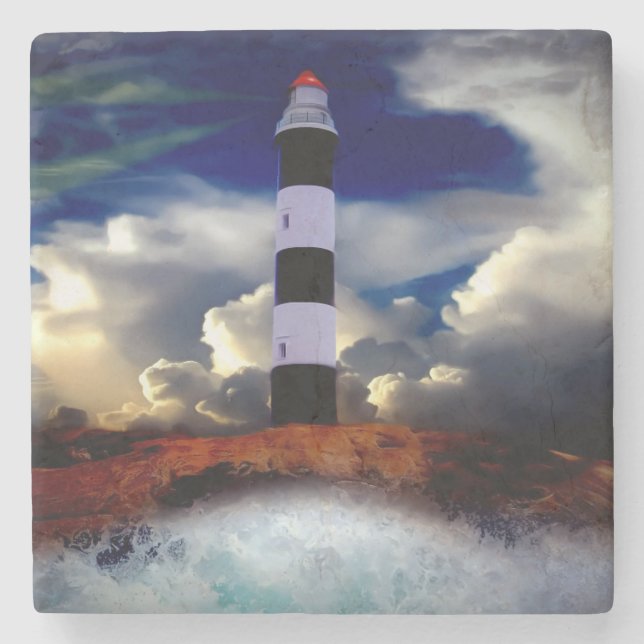 Lighthouse Stone Coaster (Front)