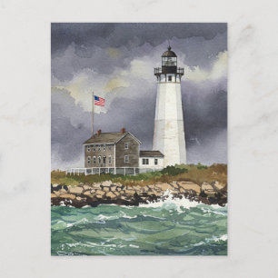 Lighthouse Storm Ocean Watercolor Postcard