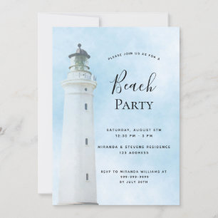 Lighthouse summer beach party invitation