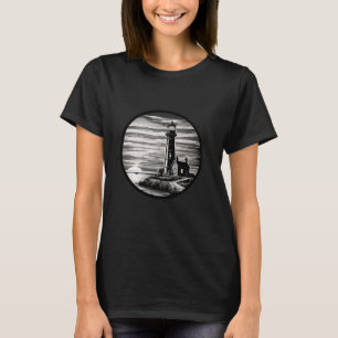 Lighthouse Summer Sunset Shore Art Sea Ocean Boati T-Shirt