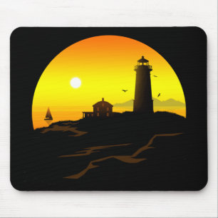 Lighthouse Sundown Mouse Mat