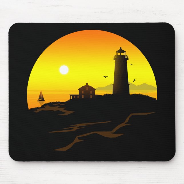 Lighthouse Sundown Mouse Mat (Front)