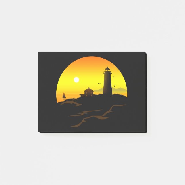 Lighthouse Sundown Post-it Notes (Front)