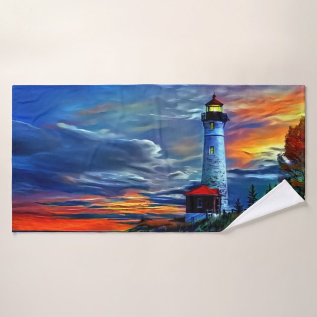 Lighthouse Sunset Bath Towel Set (Bath Towel)