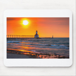 Lighthouse Sunset Mouse Mat