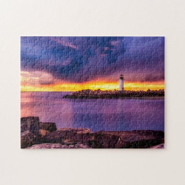 Lighthouse & Sunset Photo Puzzle with Gift Box (Horizontal)