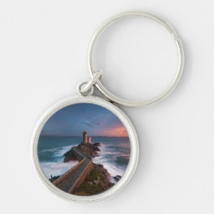 Lighthouse Sunset Plouzané Finistère, Brittany Key Ring