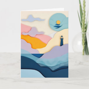Lighthouse Sunset Silhouette Card