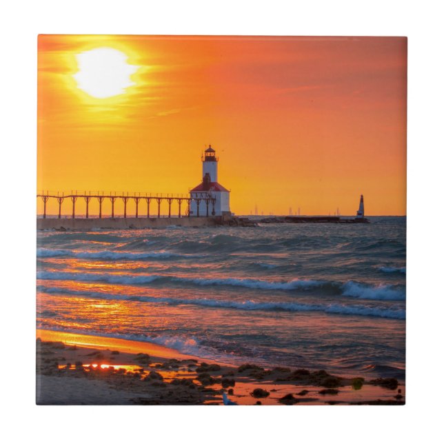 Lighthouse Sunset Tile (Front)