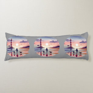 Lighthouse Sunset Walk Coastal Scene Body Cushion