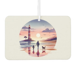 Lighthouse Sunset Walk Coastal Scene Car Air Freshener