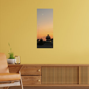 Lighthouse Sunset with Moon Poster