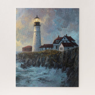 Lighthouse Textured Oil Painting Jigsaw Puzzle