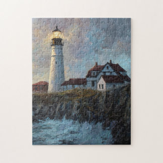 Lighthouse Textured Oil Painting Jigsaw Puzzle