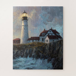 Lighthouse Textured Oil Painting Jigsaw Puzzle