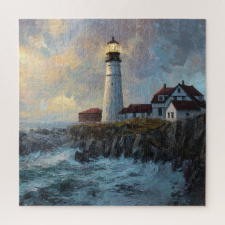 Lighthouse Textured Oil Painting Jigsaw Puzzle