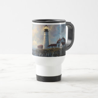 Lighthouse Textured Oil Painting Travel Mug