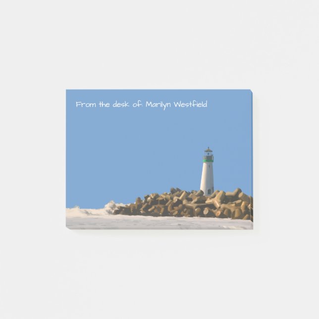 Lighthouse Theme Coastal Sticky Notepads (Front)