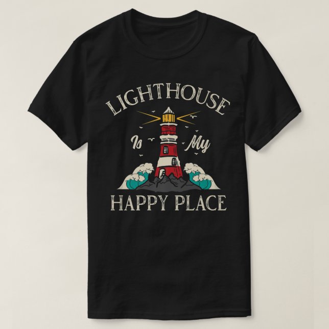 Lighthouse Tower Beach Ocean Quotes Lamp Light Pre T-Shirt (Design Front)