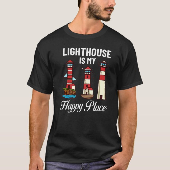 Lighthouse Tower Beach Ocean Quotes Lamp Light   T-Shirt (Front)
