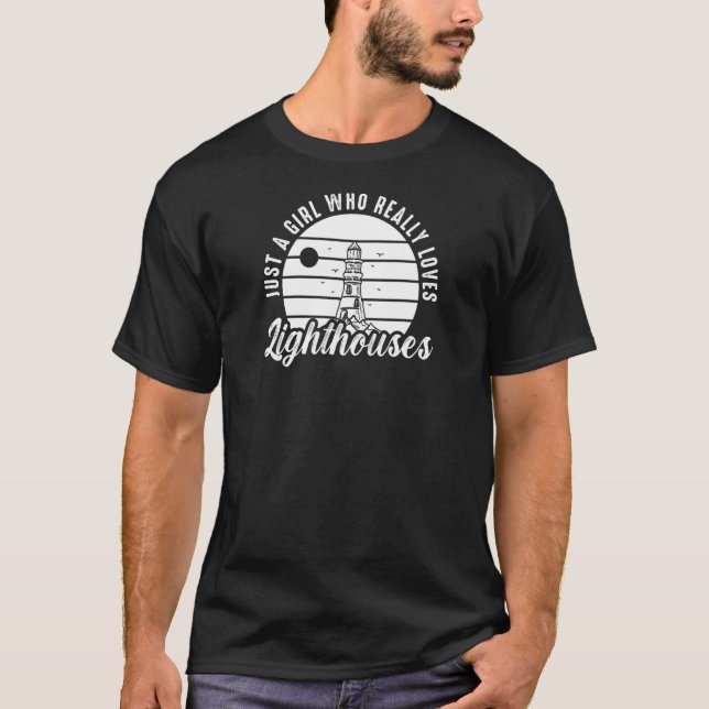 Lighthouse Tower Beach Ocean Quotes Lamp Light   T-Shirt (Front)