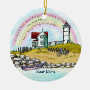 Lighthouse Trust the Timing Ceramic Tree Decoration