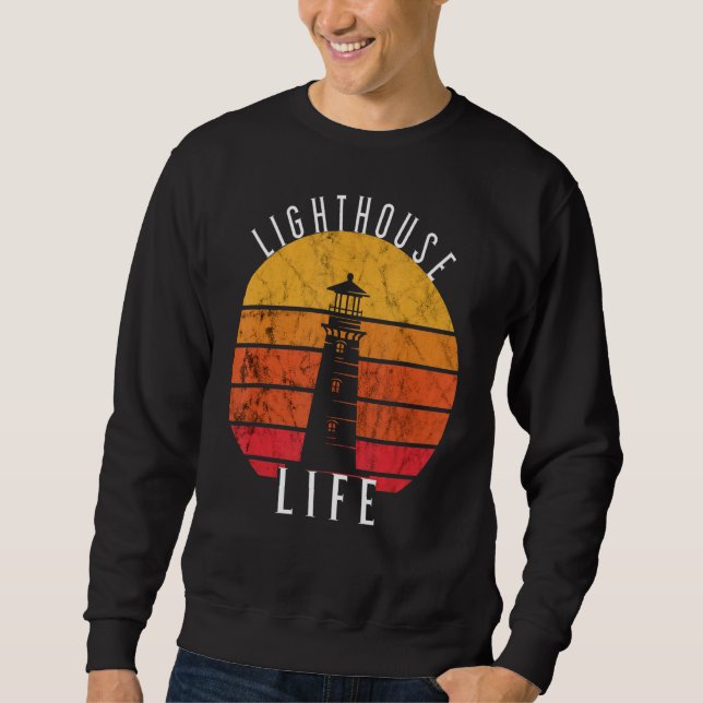Lighthouse Vintage Sunset Seaside Life Sailing  Se Sweatshirt (Front)