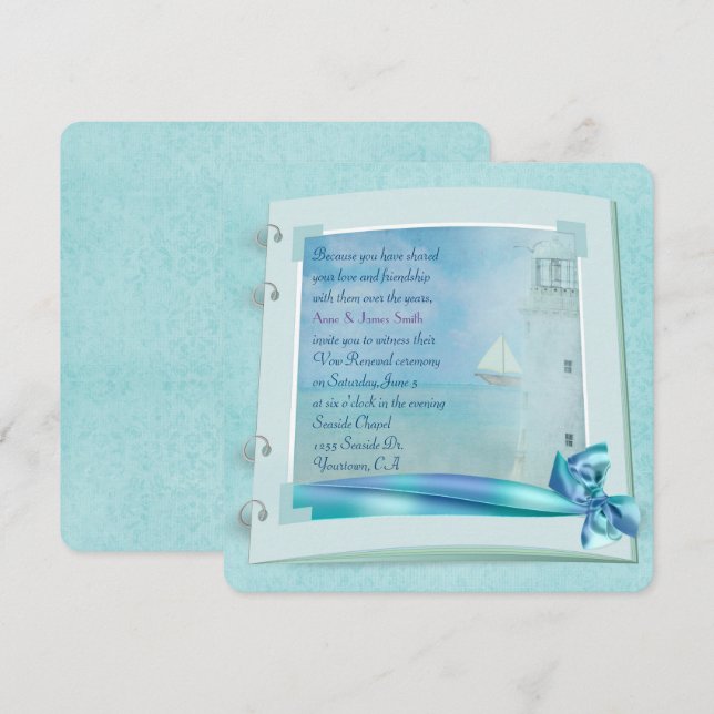 Lighthouse Vow Renewal Wedding Book Invitation (Front/Back)