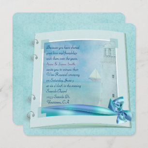 Lighthouse Vow Renewal Wedding Book Invitation