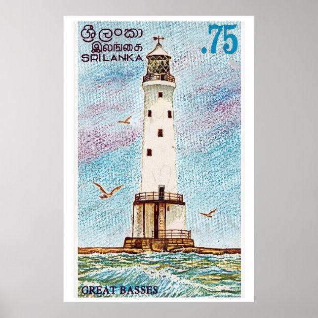 Lighthouse Wall Art Vintage Sri Lanka Postage (Front)