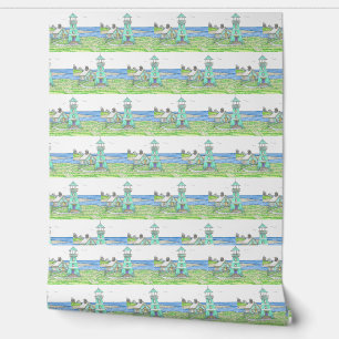 Lighthouse Wallcovering; Turqoise Wallpaper