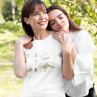Lighthouse Watercolor "Be the Light" Bible Verse T-Shirt