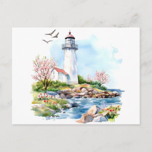 Lighthouse Watercolor Postcard