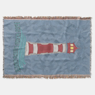 Lighthouse Waves Let Your Light Sine BlueT-Shirt Throw Blanket